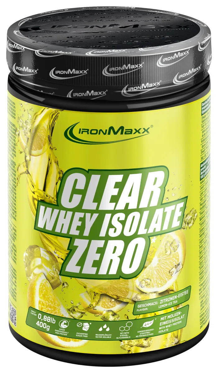 IronMaxx Clear Whey Isolate Zero - Tè freddo al limone 400g | Isolato proteico senza zucchero e lattosio | Limonata proteica dal gusto fruttato e rinfrescante