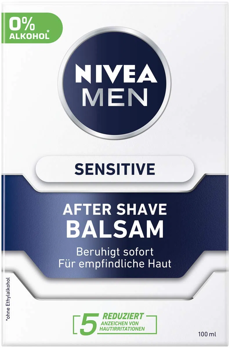 NIVEA MEN Sensitive After Shave Balsamo in confezione da 3 (3 x 100 ml), dopobarba lenitiva, cura della pelle dopo la rasatura con camomilla e vitamina E