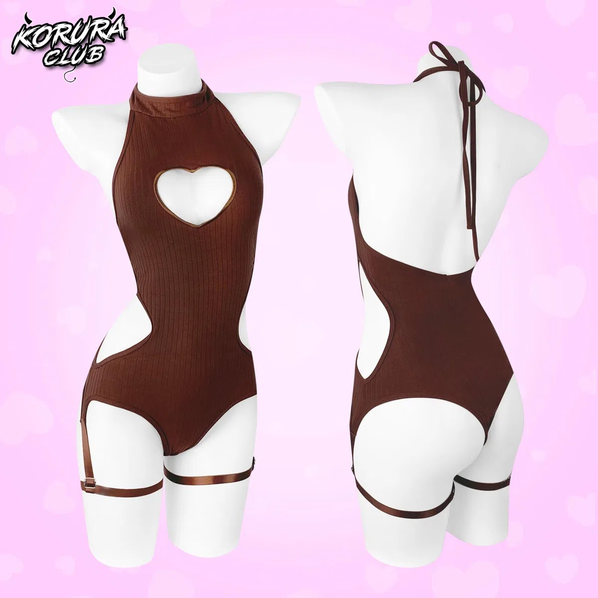 KORURACLUB Body Sexy da Donna Senza Schiena Hollow Body nero Sexy Vestito da Club Rave Costume Cosplay Lingerie