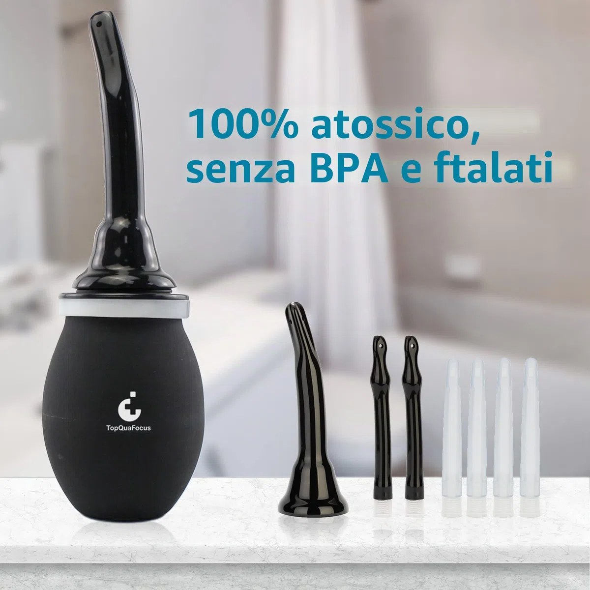 TopQuaFocus Extra Large 14.5OZ Bulbo Clistere Doccia Anale per Uomo Donna Pulizia - Senza BPA e Ftalati Nero…