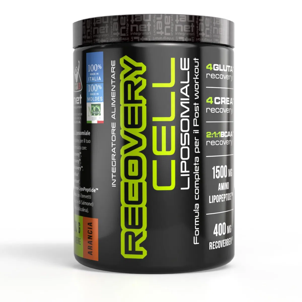 Net Integratori RECOVERY CELL LIPOSOMIALE – 330 g Gusto Arancia – Integratore Post Workout Avanzato per Recupero Muscolare e Sintesi Proteica con Glutamina Creatina BCAA in forma Liposomiale