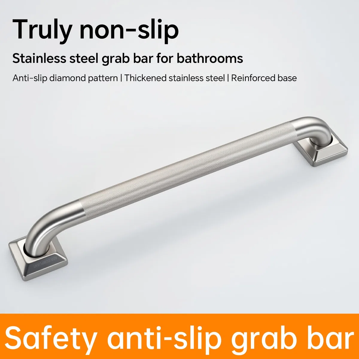 joyrain Barra di sostegno in acciaio inox, capacità 226,8 kg, resistente, per il bagno, per anziani, maniglia per doccia antiscivolo, conforme ADA (zigrinatura, 61 cm)