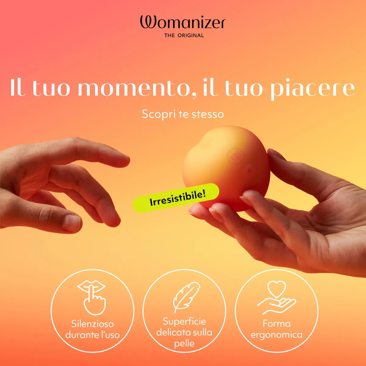 Womanizer Peach Succhia clitoride per donna | Stimolatore clitoride femminile 14 livelli| Ricaricabile | Design pesca | Vibratore clitoride Impermeabile | Sextoys Silenzioso Vibratoreper donna coppie