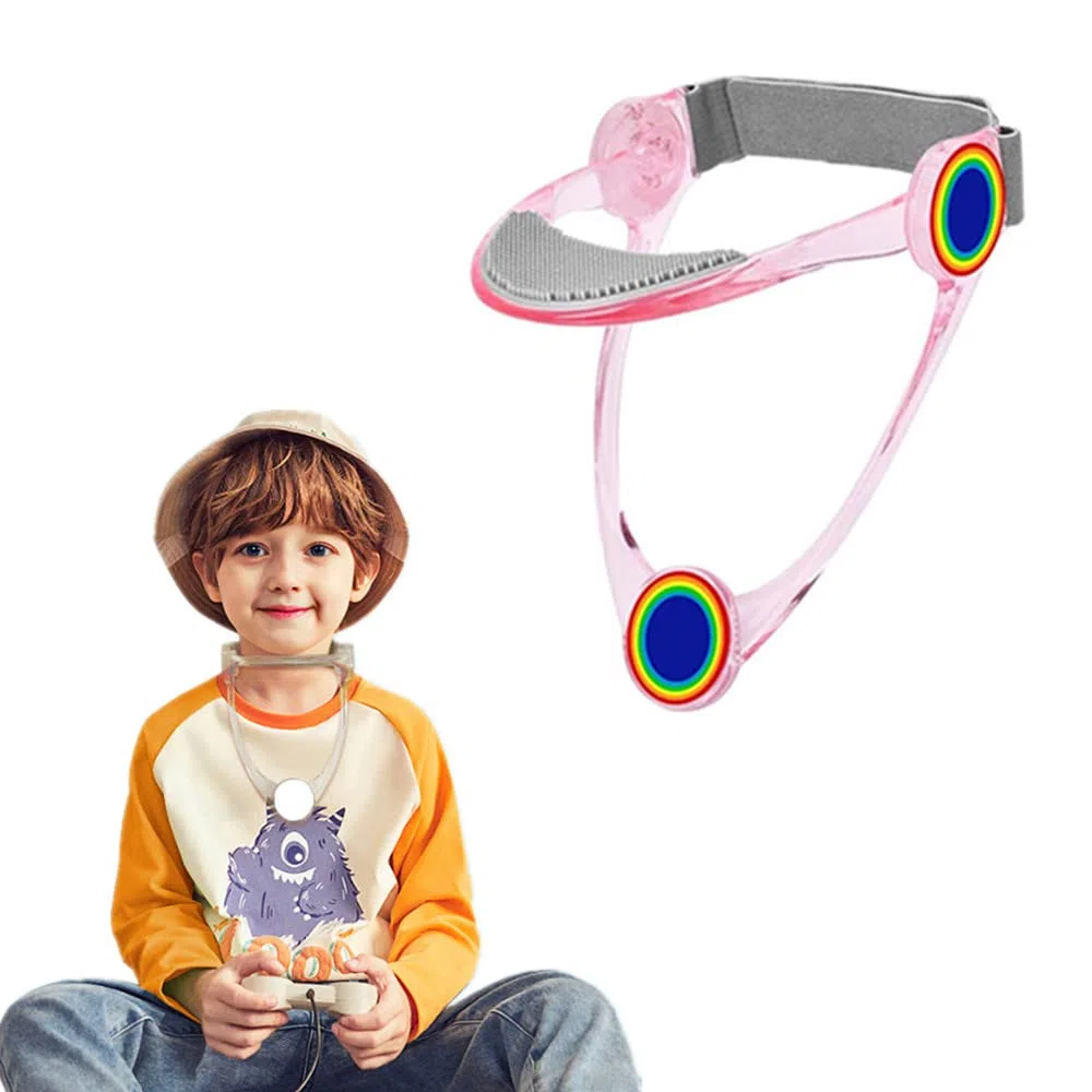 Collare cervicale,Neck Correct,Dispositivo di trazione del collo regolabile 360°,correzione della postura del collo per alleviare il dolore al collo (Bambini rosa)