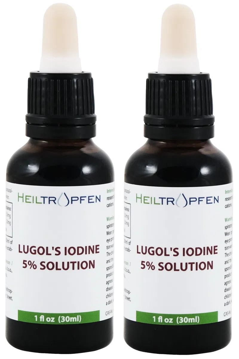 2x Soluzione di iodio Lugol 30ml 5% | Formulazione liquida al 15% | Realizzato con il 5 por cento di iodio e il 10% ioduro di potassio | Test di terze parti | Heiltropfen®