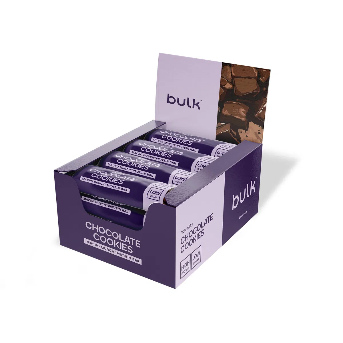 Bulk Macro Munch Barretta Proteica | Chocolate Cookies | 12 x 62g | 20g di proteine per barretta | Basso contenuto di zuccheri | Ricca di fibre | Triplo strato | Perfetta fuori casa