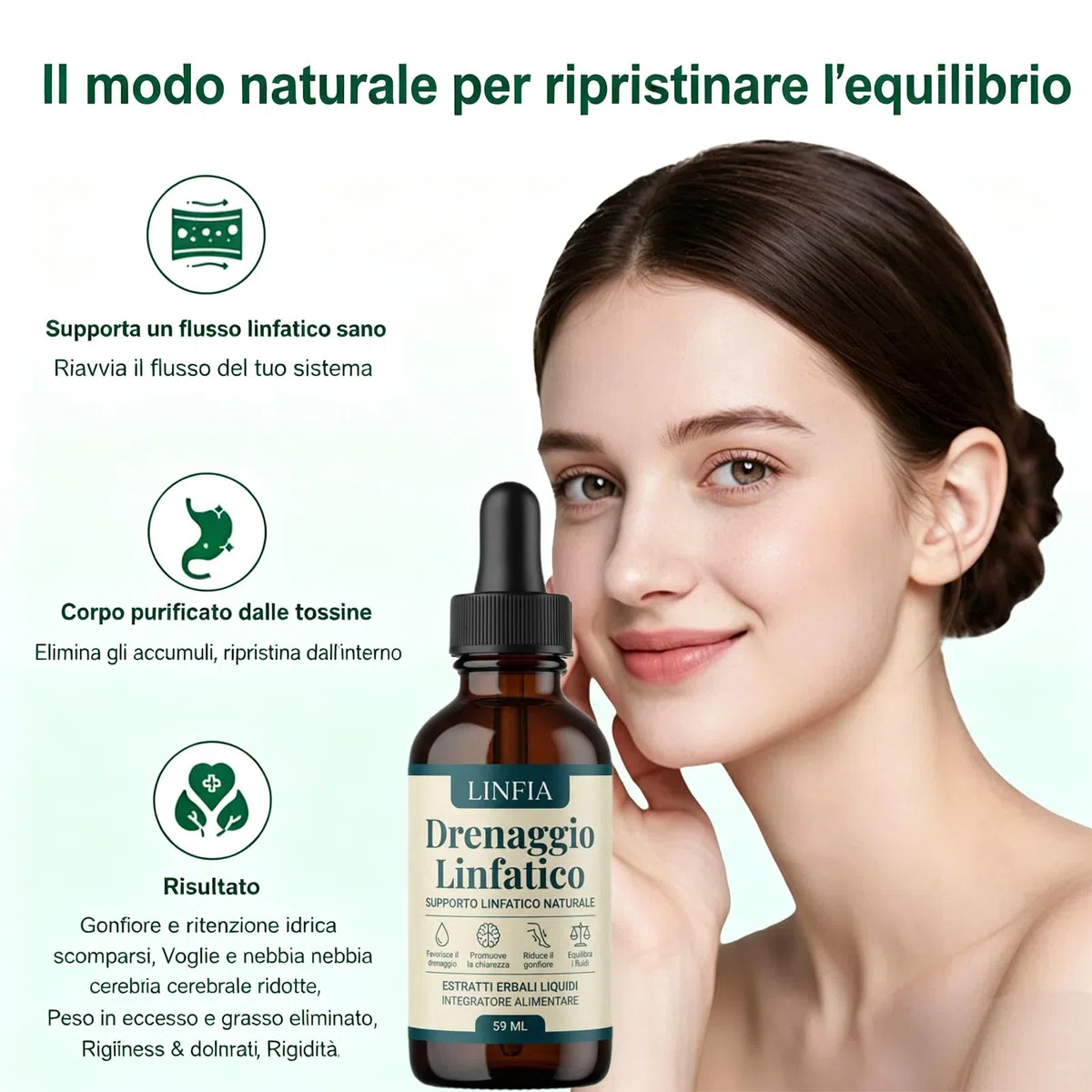 DITU Iinfia Drenaggio Iinfatico Gocce, Formula Erboristica Naturale, Adatte per Donne e Uomini 59ML (1 bottiglia)