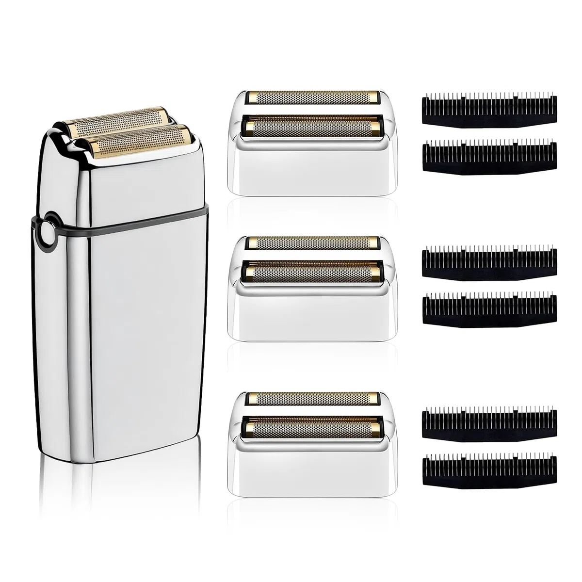 Lama di ricambio per rasoio compatibile con BaByl**sPRO Double FXFS2 - Foil metallica (Argento, confezione da 3 pezzi)