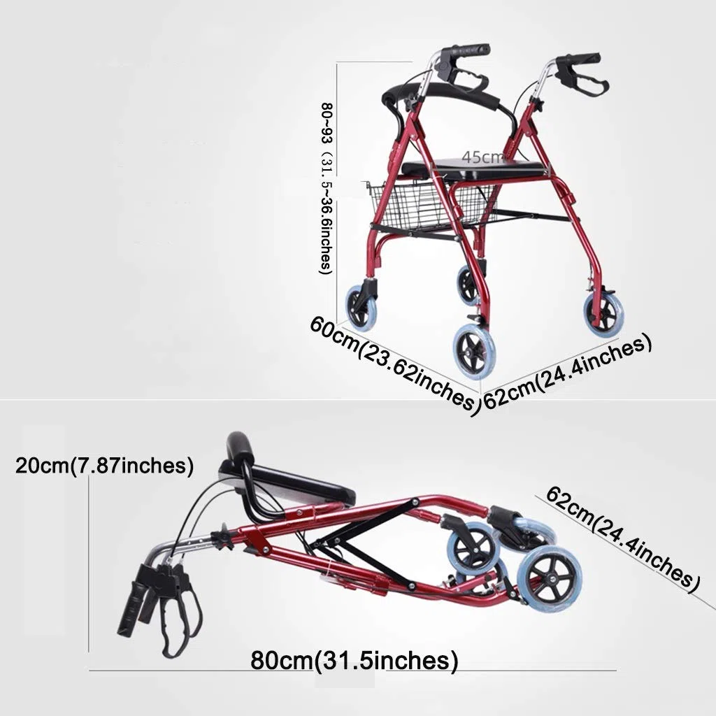 Deambulatori Deambulatore Andador Comodo Carrello Pieghevole per Anziani Walker in Lega di Alluminio Multi-Funzione Walker a Quattro Ruote Deambulatore Standard Walkers Comfortable Anniversary