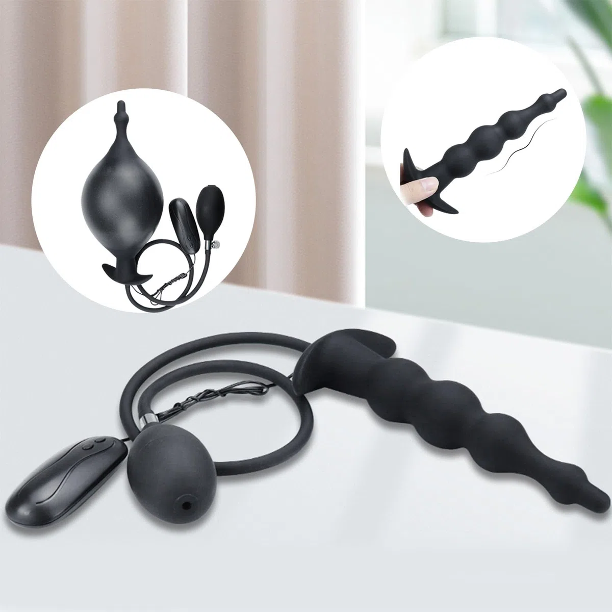 AMAZBEE Plug Anale Vibratore Gonfiabile in Silicone con Pompa 12 modelli di Vibrazione Masturbatore Femminile Perline Anali Diffusore Anale SM Giocattoli Sessuali per Donne Uomini Coppie
