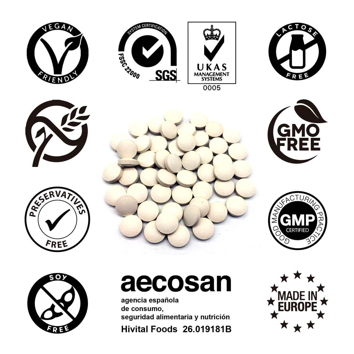 Vitamina K2 MK7 200 mcg. 240 compresse vegane di Vitamina K per 8 mesi di trattamento. 200 mcg di Vitamina K2 Menachinone MK-7. Prodotto in Europa da HIVITAL