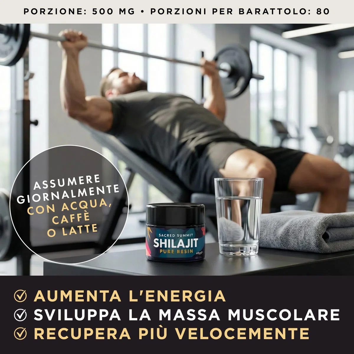Resina di Shilajit Oro 40g – 81% Acido Fulvico, B12 & Minerali – Energia, Focus & Resistenza – Vegano, Testato in Laboratorio – Fornitura di 3 Mesi