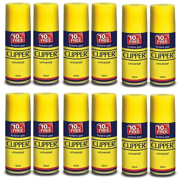 Clipper Bombolette di Gas Universale, 12 Pezzi da 100ml