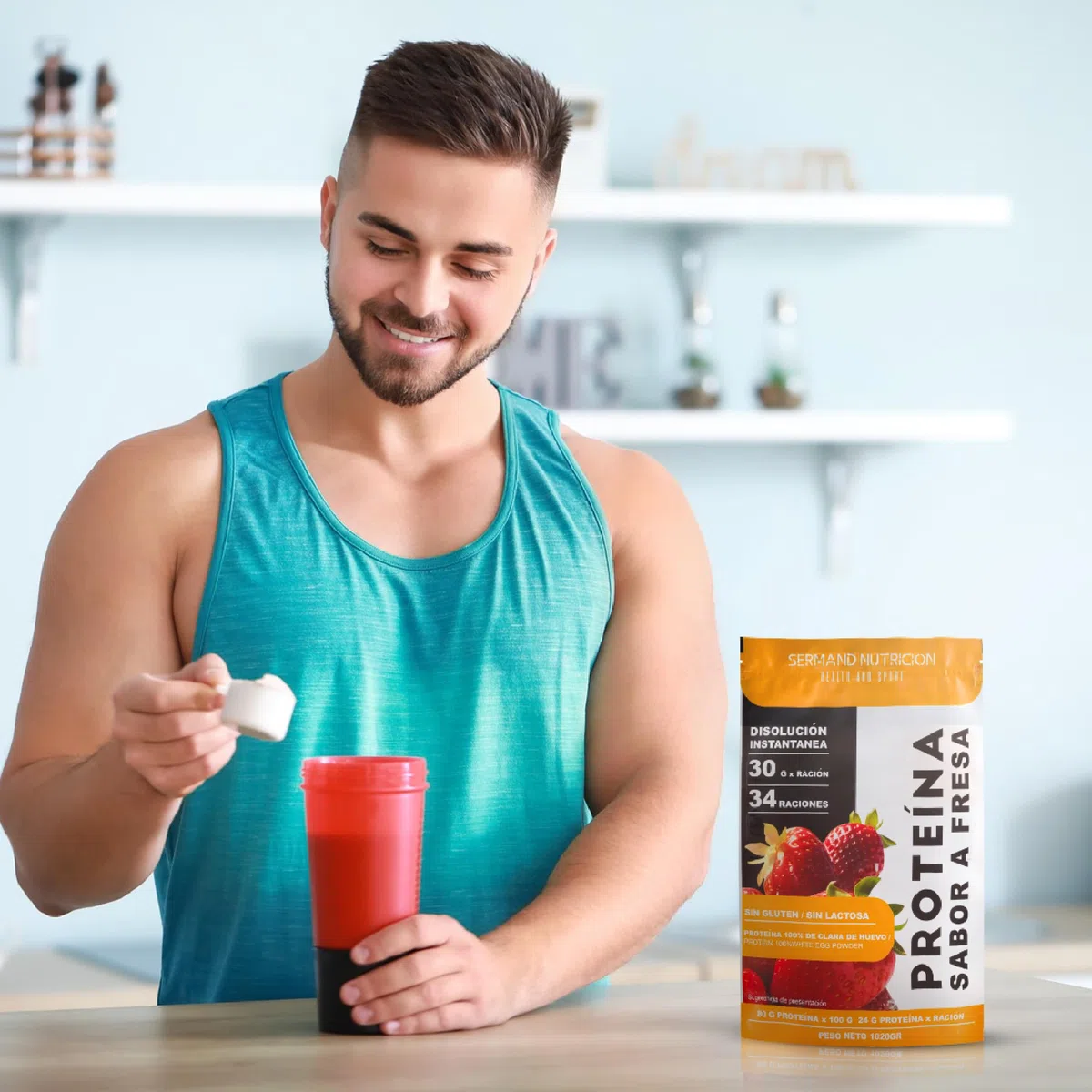Proteina Istantanea di Albume d’Uovo al Gusto Fragola (1020 g) | Senza Glutine | Senza Lattosio | Per Massa Muscolare