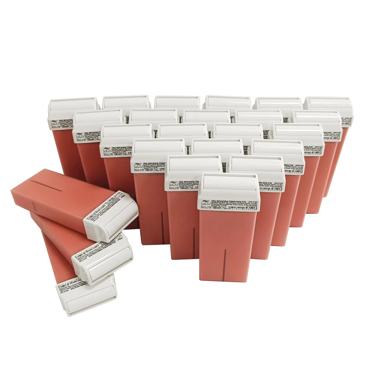 JaDy Cera Titanio Rosa Roll-On 100ml – Set 24 Pezzi – Formula Professionale per Pelli Sensibili – Scorrimento Morbido, Risultato Ultra-Liscio – Depilazione Gambe, Braccia, Ascelle, Corpo