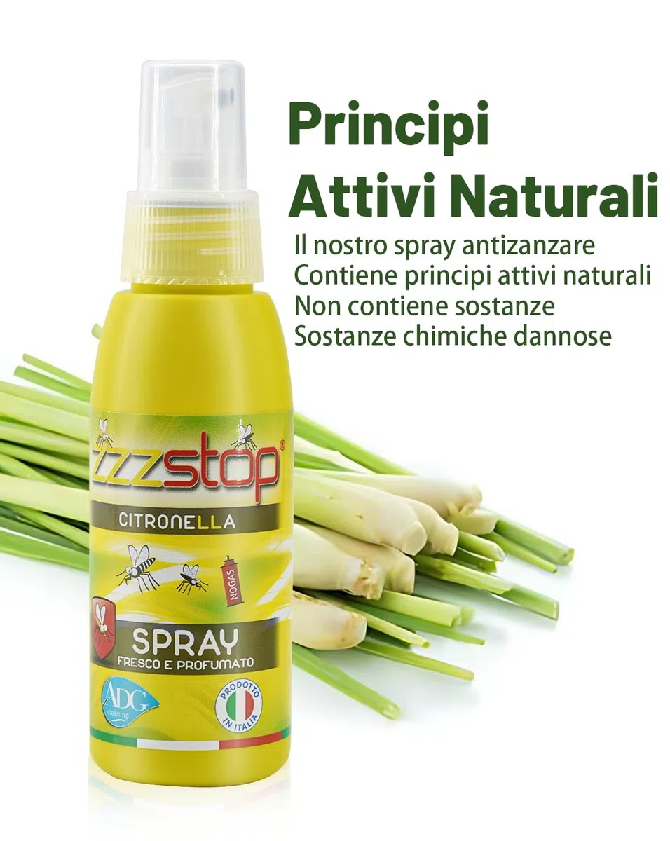 Citronella Spray Zanzare,6 Confezioni da 100 ml,Made IN ITALY Spray Antizanzare,Aggiunta Essenza Naturale Antizanzare Spray Antizanzare Bambini,Spray Zanzare Esterno per Giardino, Viaggio