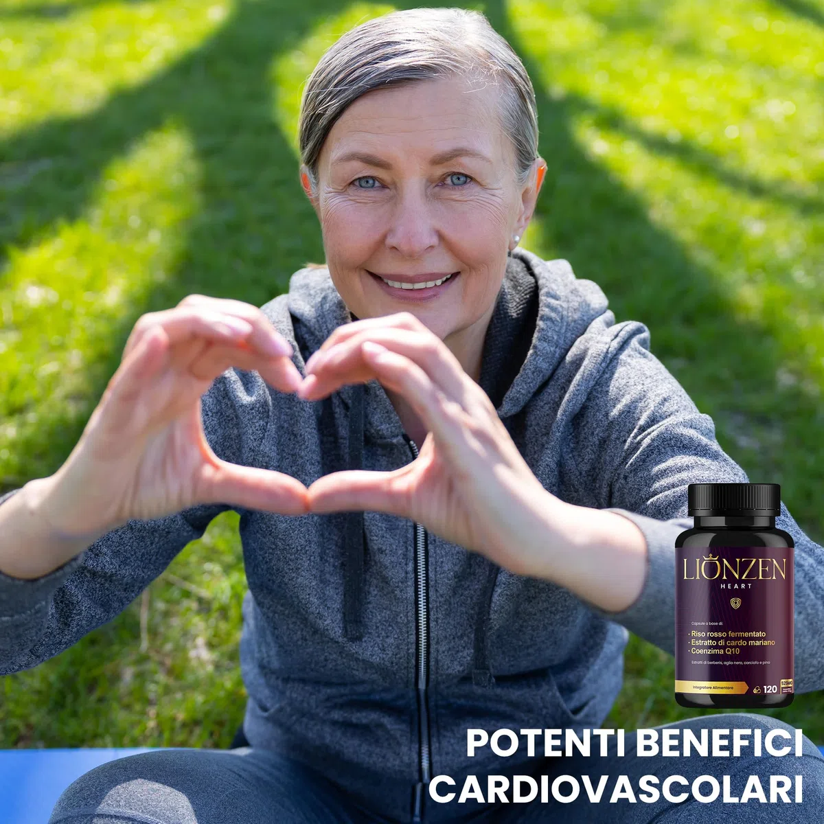 Riso Rosso Fermentato (2,99mg di Monacolina K) + Coenzima Q10, Cardo Mariano +10 Ingredienti | Berberina, Astaxantina, Policosanolo | Benessere Metabolico e Antiossidante | LIONZEN Heart