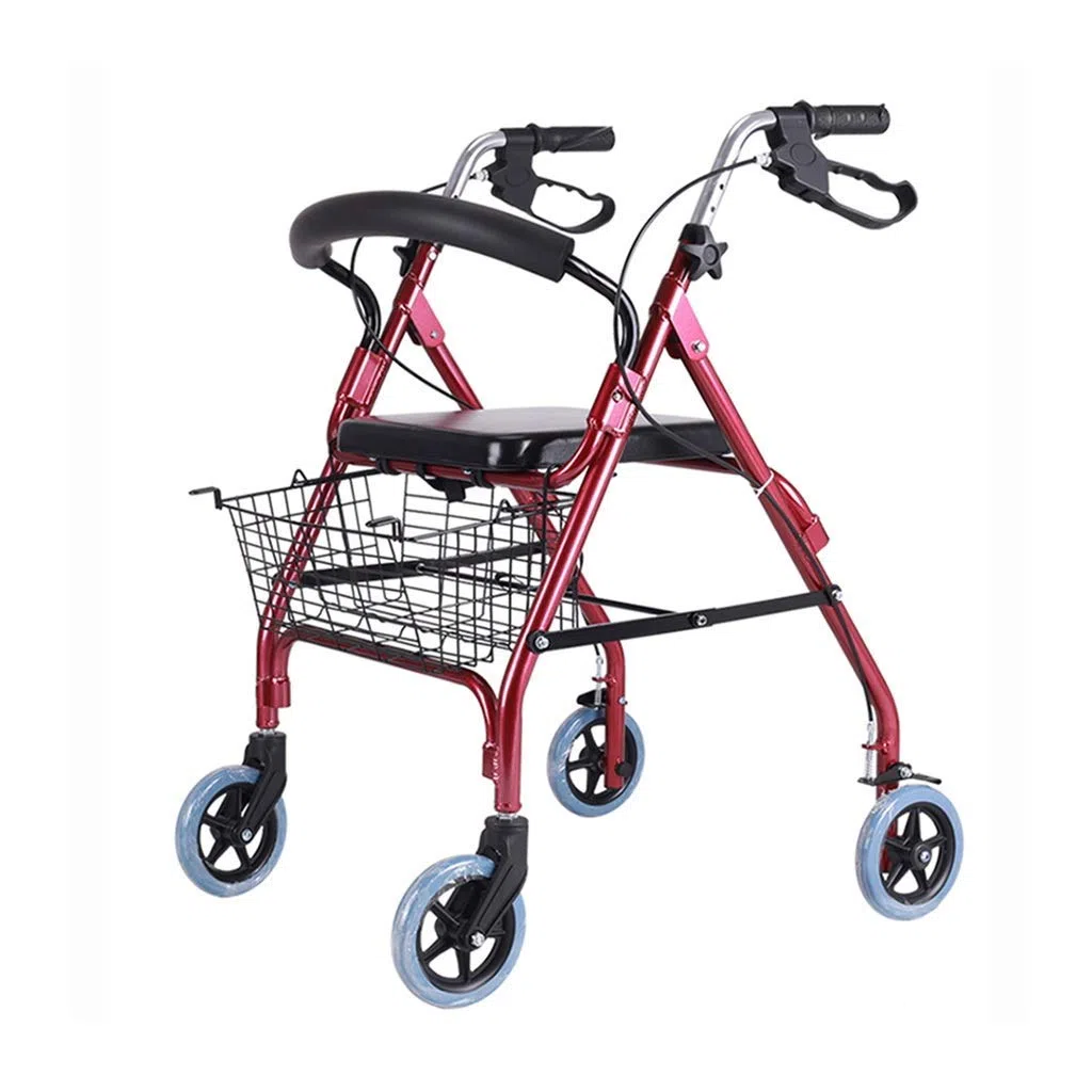 Deambulatori Deambulatore Andador Comodo Carrello Pieghevole per Anziani Walker in Lega di Alluminio Multi-Funzione Walker a Quattro Ruote Deambulatore Standard Walkers Comfortable Anniversary