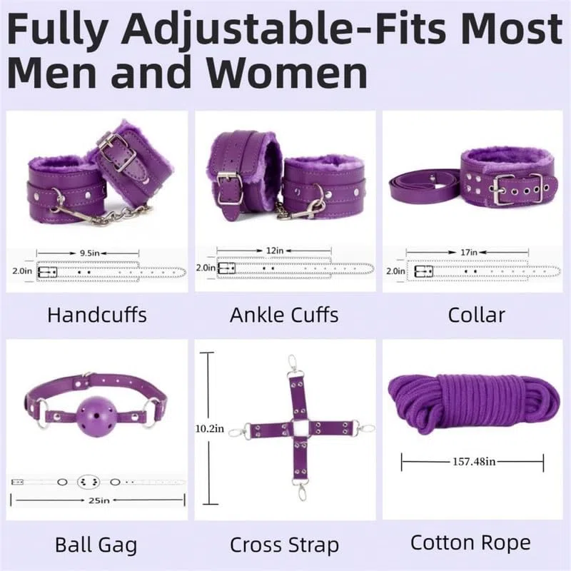 Set di 12 Accessori Multifunzionali in Pelle Viola per Il Cosplay, Adatto per Esercizi di Yoga E Sport di Coppia in Camera da Letto