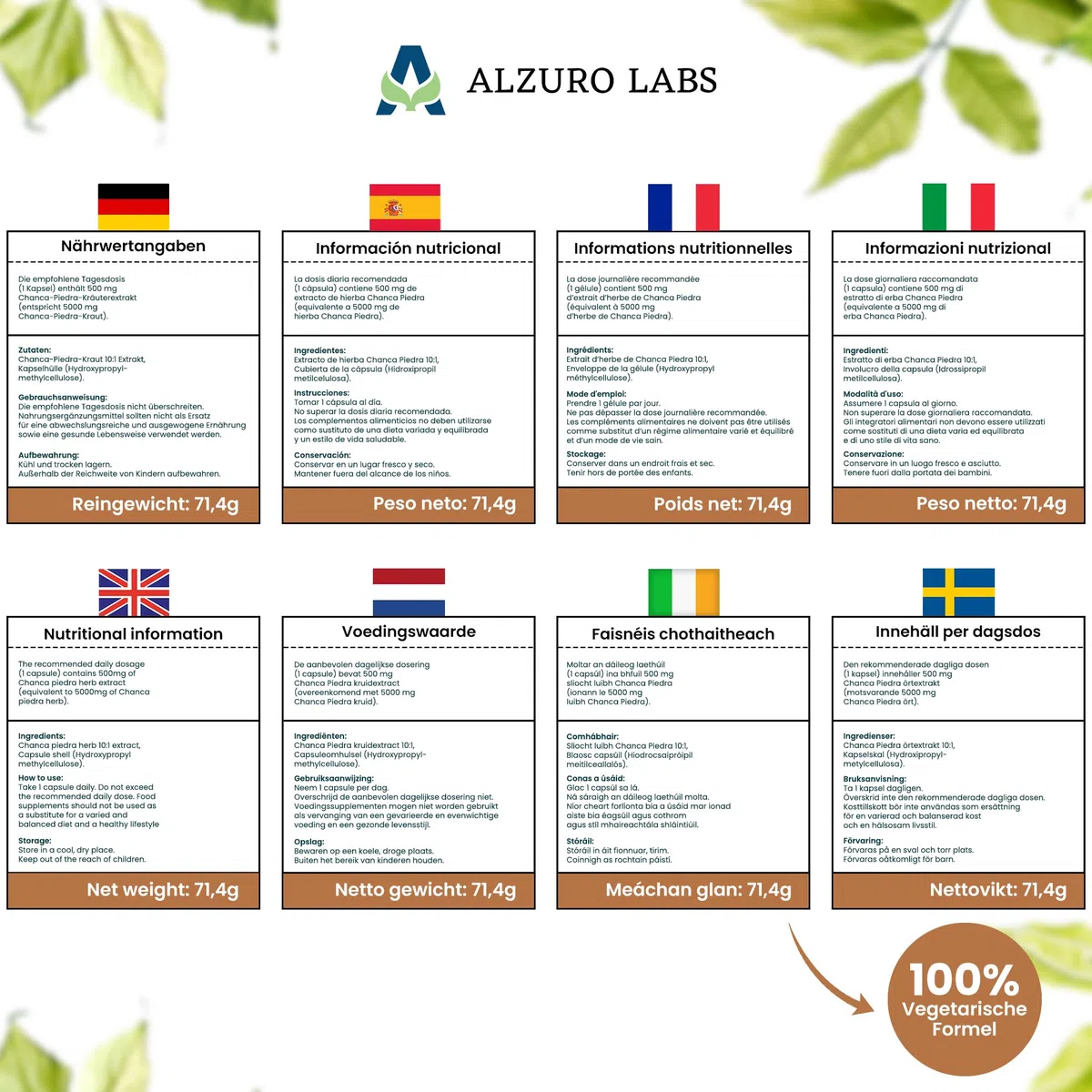 Chanca Piedra | 5.000 mg equivalente | Alto dosaggio estratto 10:1 500 mg | 120 capsule vegane | GMP & Testato da Laboratorio Indipendente