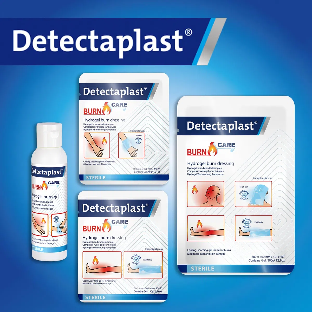 Detectaplast Gel bruciante per ustione (118 ml, 2 pezzi) – idrogel unguento antincendio – gel rinfrescante a base d'acqua
