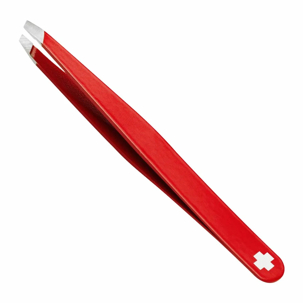 Rubis - Pinzetta per sopracciglia Swiss Cross, professionale, colore: Rosso