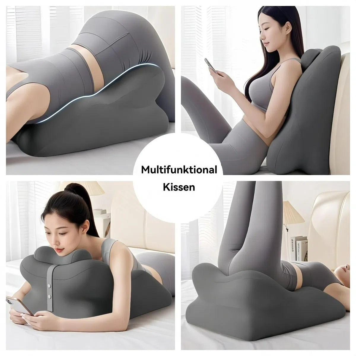 Yagerod Cuscino Liebora, Cuscino for Coppie, Cuscino ergonomico a Cuneo in Memory Foam con Angolo di 27°, più Passione Che Dura Tutta la Notte, for Tutte Le Posture(Schwarzgrau,C)