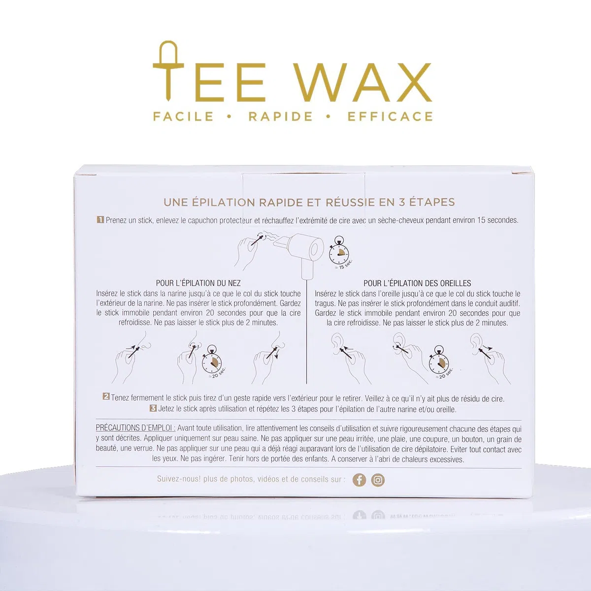 TEE WAX - 12 Stick di cera Pronti all’Uso - Epilazione Naso e Orecchie - Indolori - Cera di Pino al 100% di Origine Naturale - Per Uomo e Donna