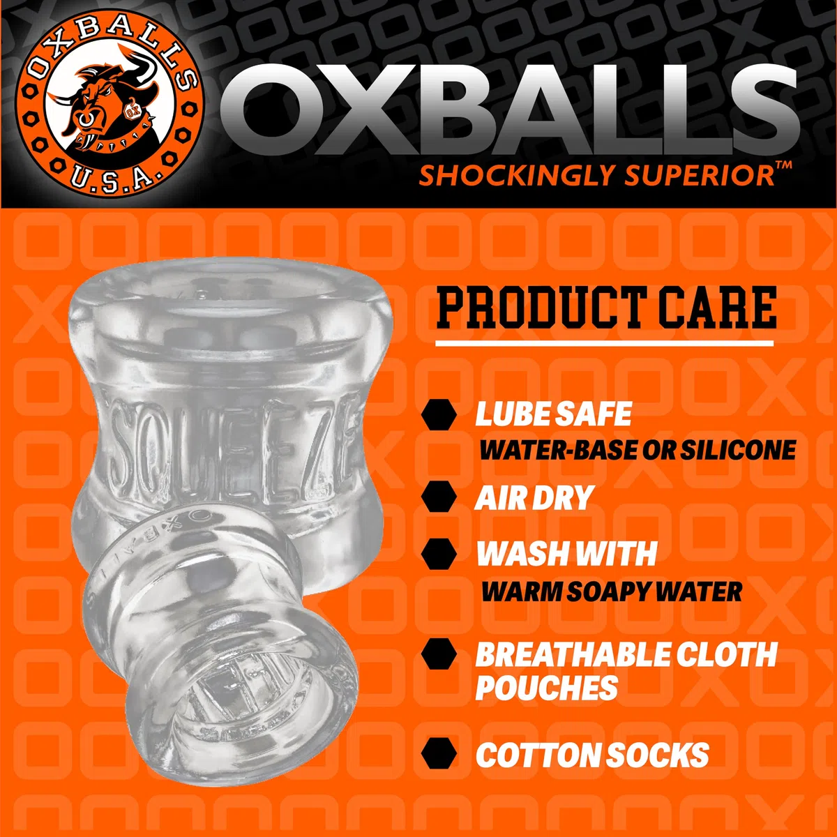 Oxballs Squeeze Ballstretcher - Anello Per Testicoli, Trasparente