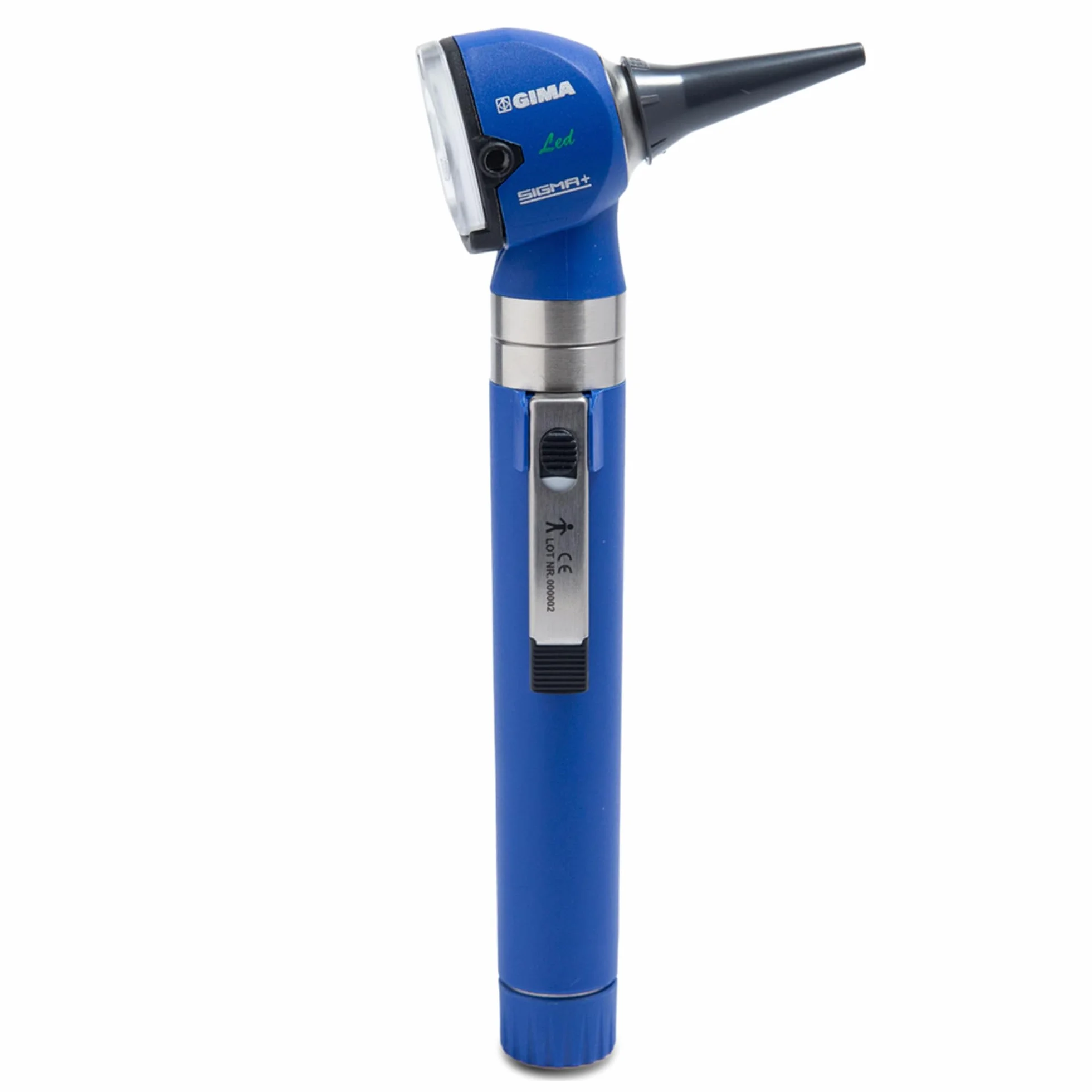 GIMA Otoscopio Sigma con Luce Led, in Plastica Rinforzata Leggera e Resistente agli Urti e in Acciaio Inox, Blu