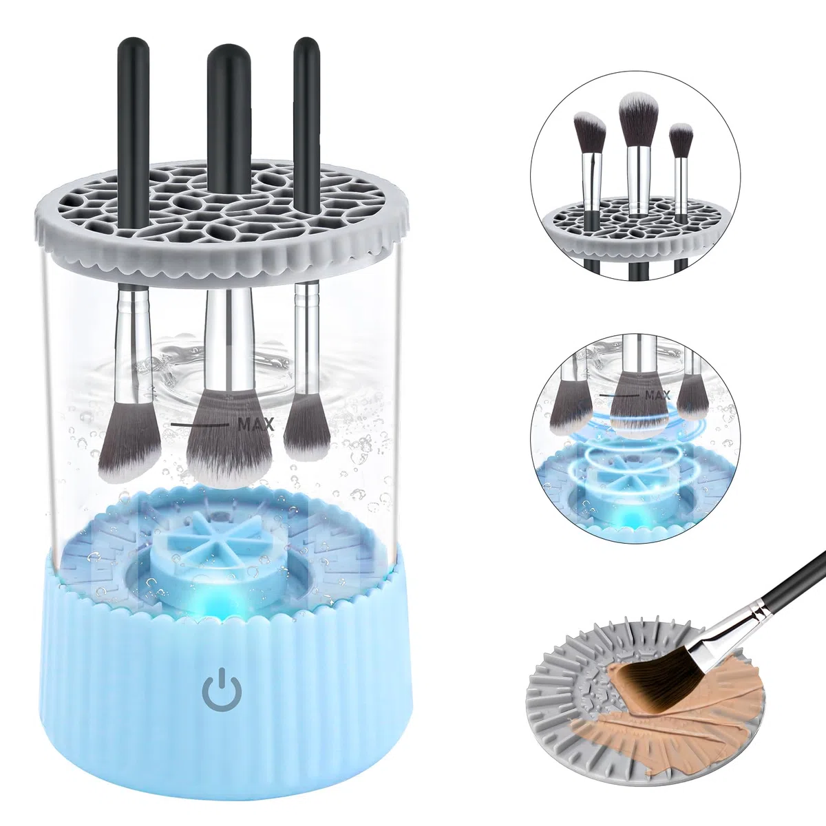 Pulito Elettrico Trucco Pennello Blu Portatile USB Cleaner Macchina con Cuscinetto di Gomma Adatto per Tutti I Pennelli Di Trucco Dimensione