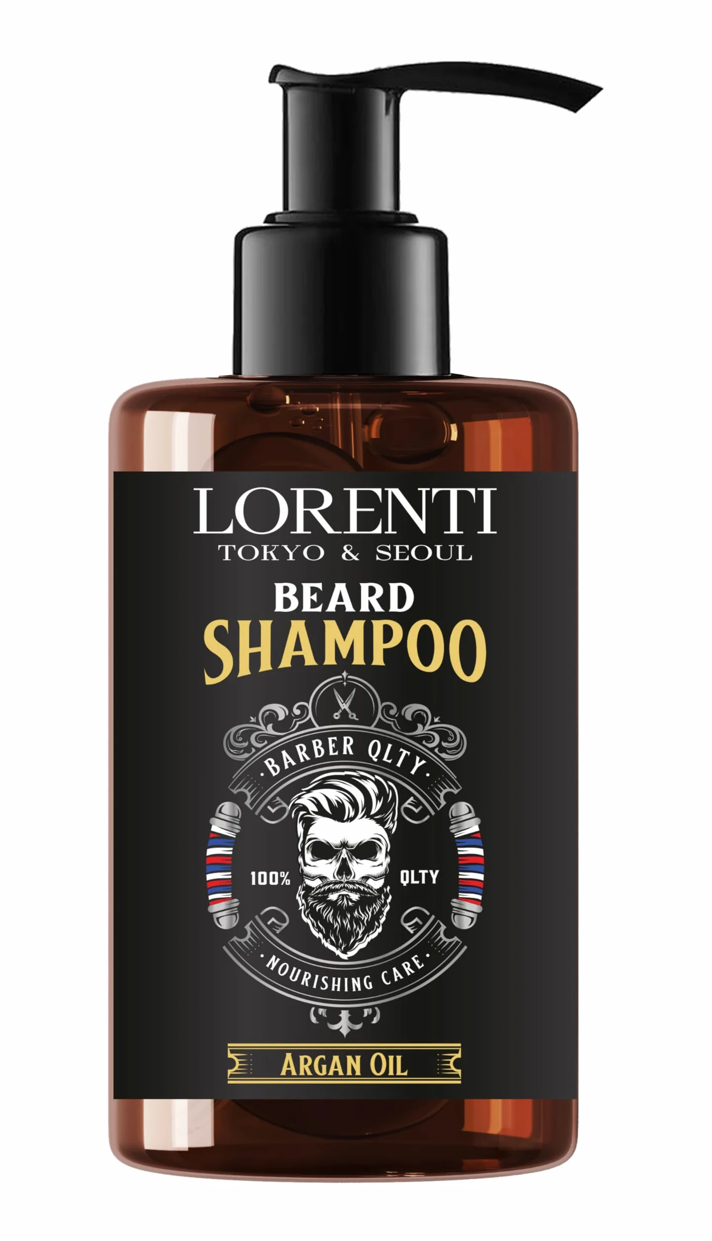 LORENTI TOKYO & SEOUL Argan Barber Set per la cura della barba e lo styling – Kit per la cura della barba con olio per barba, shampoo per barba e balsamo per barba, idea regalo per uomini – Beard Care