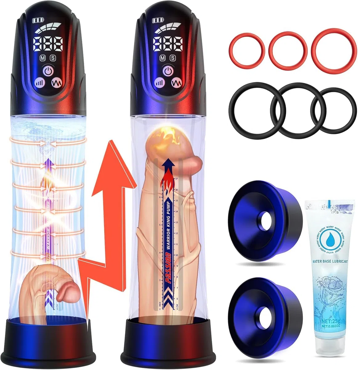 Pompa Pene Giocattoli sessuali maschili - Pompe estensori per pene con 4 & 4 modalità per uomini Allenamento dell'erezione e massaggio di suzione, pompa a vuoto automatica del pene impermeabile IPX7