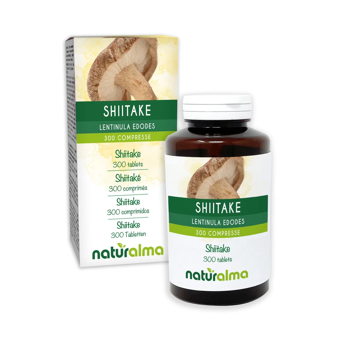 Shiitake (Lentinula edodes) fungo Naturalma - 150 g - 300 compresse - Integratore alimentare - Naturale e Vegano