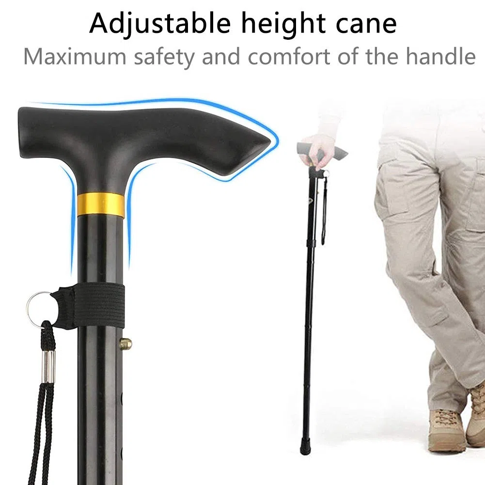 Ducomi Bastone Pieghevole da Passeggio Regolabile in Alluminio - Bastoni Anziani, Donna Uomo - Impugnatura Ergonomica, Leggero, Trasportabile e Durevole - Sostegno e Aiuto per la Mobilità (Silver)