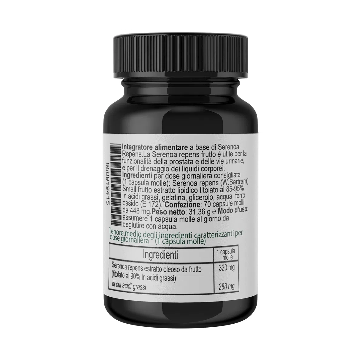 Serenoa Repens 70 Softgels per il benessere della Prostata e delle vie Urinarie, Prostasoftgels con 320 mg di olio di Saw Palmetto titolato al 90% in acidi grassi | Una al Giorno