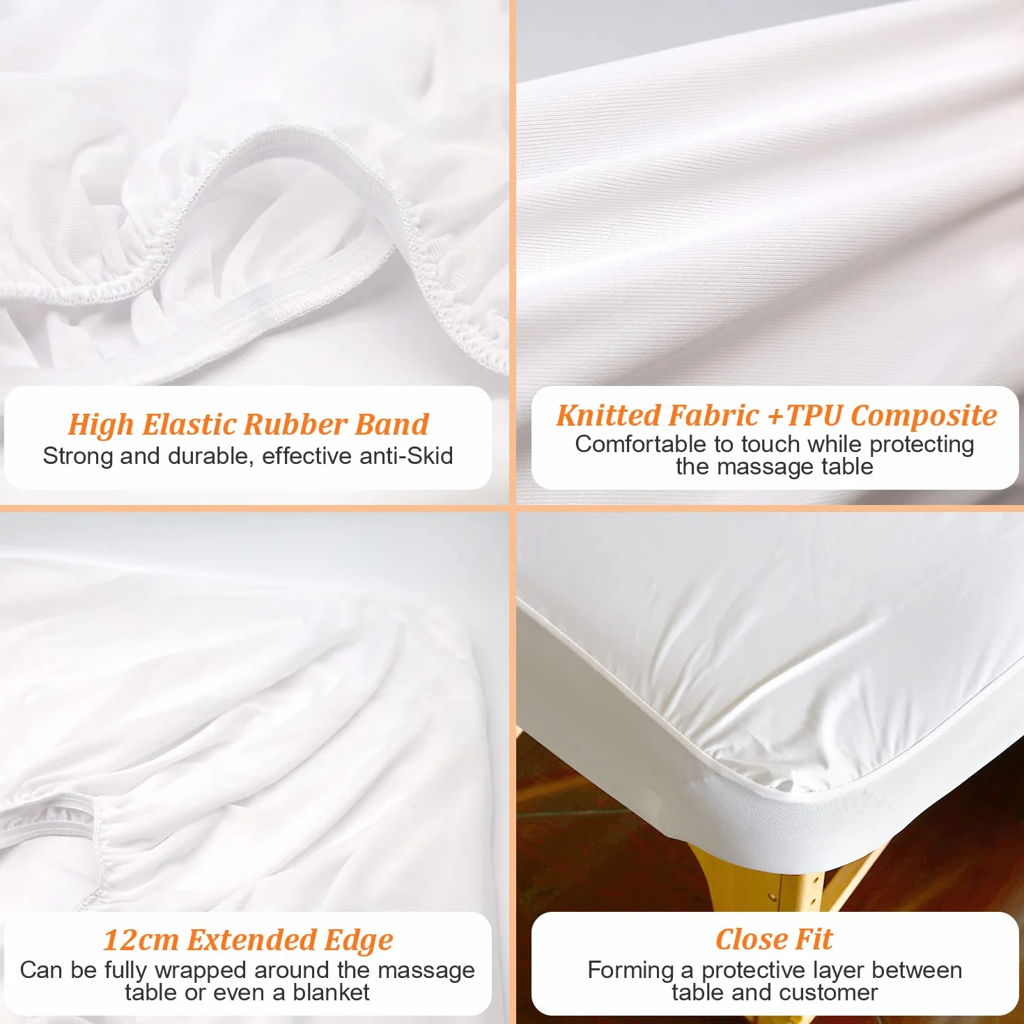 2pcs Copertura Protettiva con Foro per Il Viso per Lettino da Massaggio, 70 x 190cm Impermeabile Coprilettino Estetica con Elastici, Lavabile Coprisedia per Lettino Massaggio (Bianco)