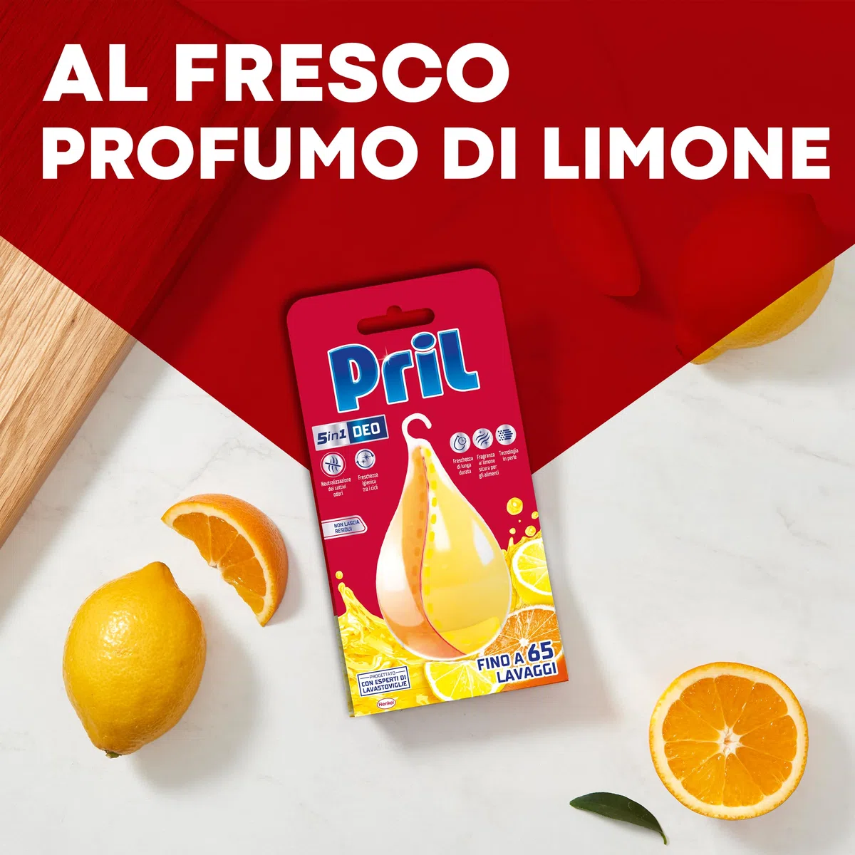 Pril 5in1 Deo Pearl profumatore per Lavastoviglie (8 confezioni da 65 lavaggi), Profumatore al Limone e Neutralizzatore di Odori, Profumatore per Lavastoviglie con Fragranza al Limone