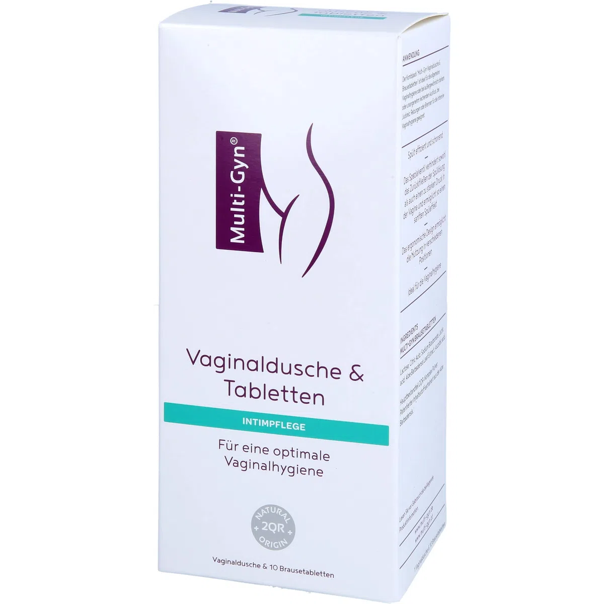 Multi-Gyn Doccia Vaginale Riutilizzabile con Compresse Effervescenti - Per Igiene Femminile Salutare - Pratico da Utilizzare Sotto la Doccia - Applicatore Morbido per un'Applicazione Dolce ed Efficace