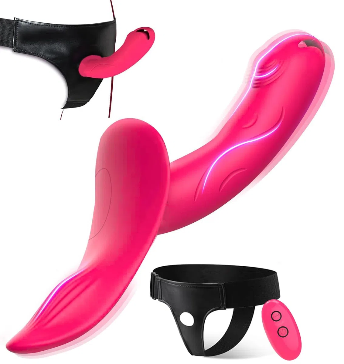 Dildo Vibrante strapon, Dildo Indossabile Sessuale Stimolazione del Punto G Clitoride Anale, Sex Toys Vibratore per Donna, Toys Sessuali Strap on per Coppie Uomo Donna Lesbica