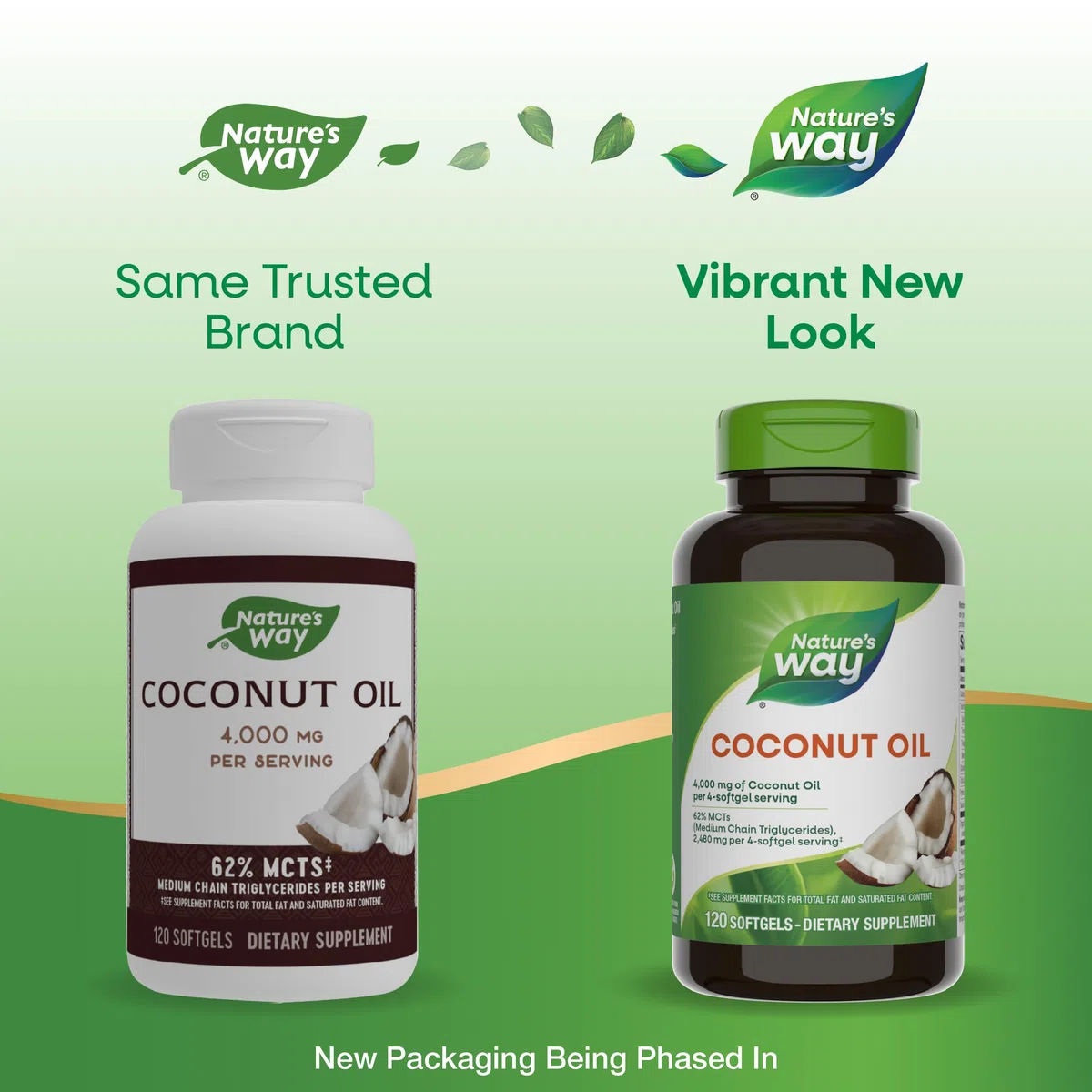 Natures Way 1000mg Coconut Oil Softgel - 120 per pack - 1 each.