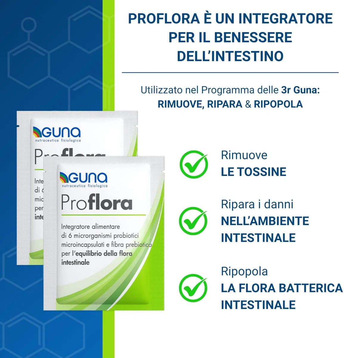 Guna Proflora 30 Bustine -Integratore Alimentare di Microrganismi Probiotici Microincapsulati