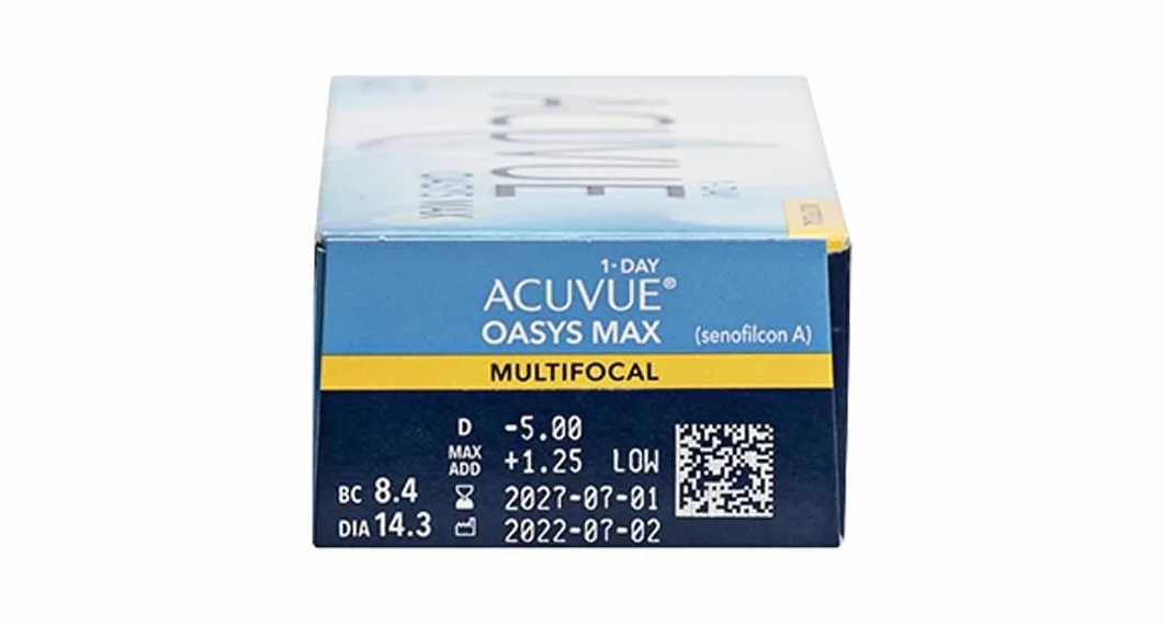 ACUVUE OASYS MAX 1-Day Multifocal; Lenti a contatto giornaliere; Visione chiara e nitida a tutte le distanze e in ogni condizione di luce;-6.00 diottrie; BC 8.4; DIA 14.30; ADD Low; 30 lenti