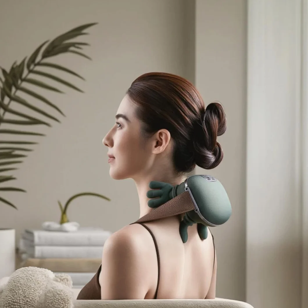 Massaggiatore Riscaldato Bionico, Massaggiatore Shiatsu Portatile Wireless per Collo e Schiena, Massaggio Elettrico a Impastamento 4D per Tessuti Profondi, Design che Simula la Mano Umana per
