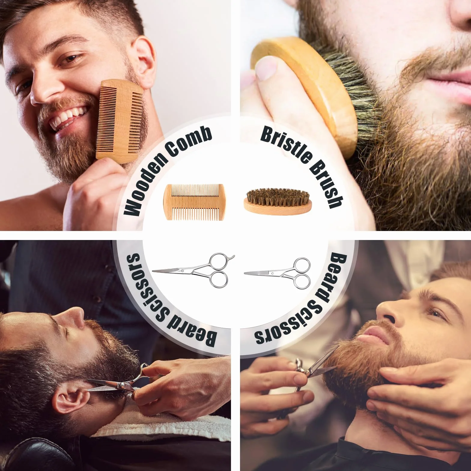 Kit Barba per Uomo, Regalo per la Festa del Papà, Lionmane Cura Barba, Set Regalo Cura della Barba Uomo, Olio, Shampoo, Balsamo, Pettine, Spazzola, Pettine Rasoio Capelli, Forbici, Sacca, Regalo Papà