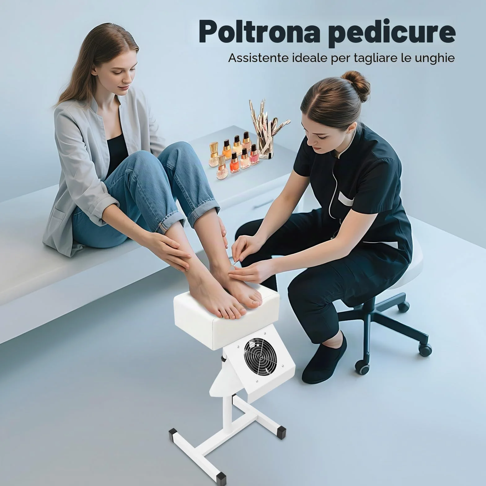 Sgabello per pedicure mobile, sedia con aspirazione, sgabello regolabile in altezza, poggiapiedi, poggiagambe per salone di bellezza
