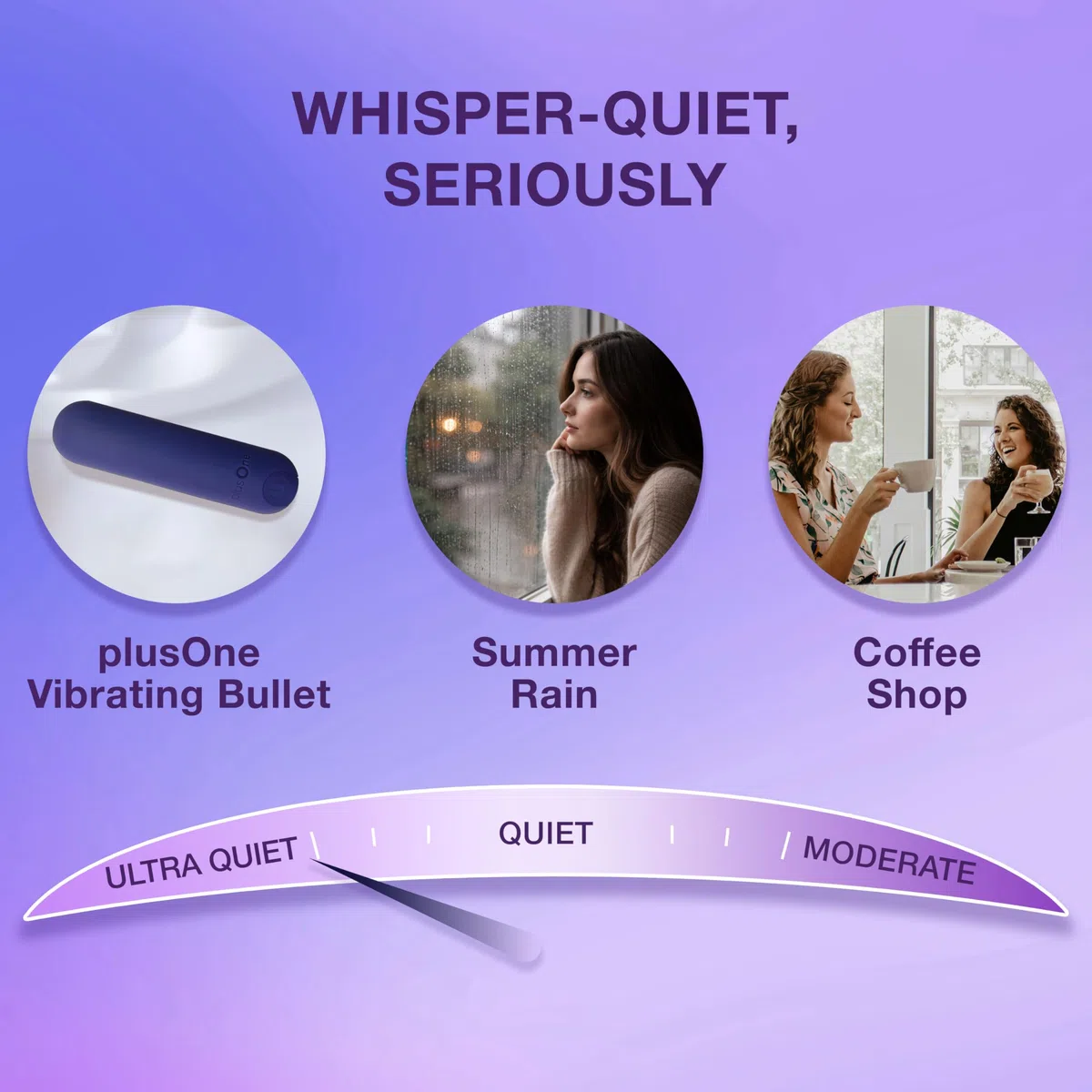 plusOne Bullet Vibrante Viola per Stimolazione Esterna, Giocattolo Sessuale Stimolante da 3 Pollici per Donne, Impermeabile, Silenzioso e Discreto con 10 Modalità di Vibrazione