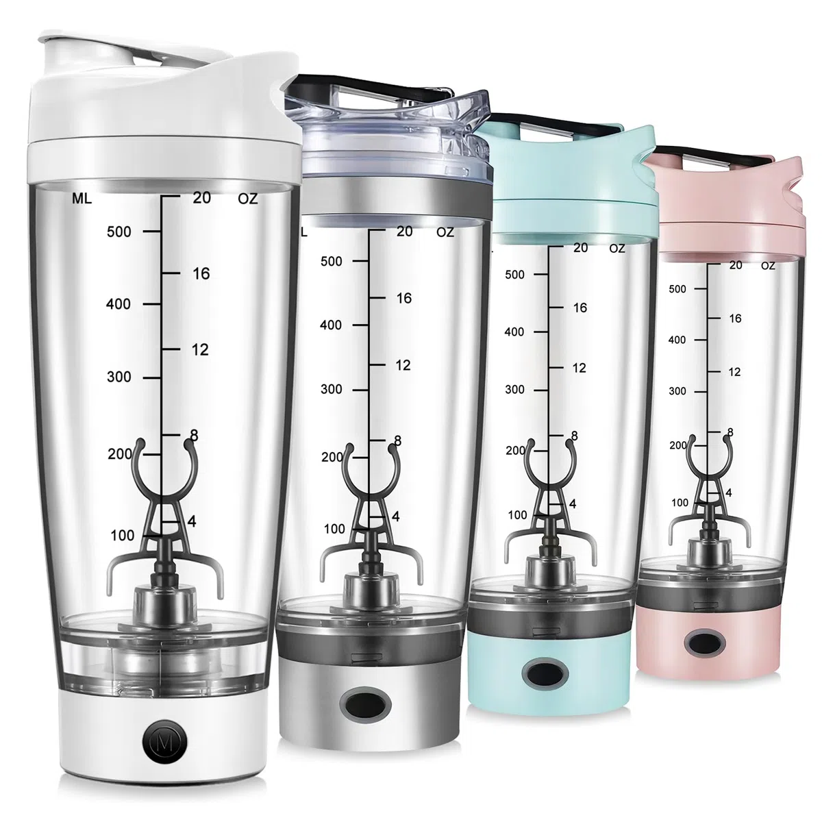 600 ml Shaker Proteine Elettrico, Bottiglia shaker, Senza BPA, Portatile Mixer Cup, Tazze Shaker ricaricabile USB C per Frullati Proteici, Protein Shaker Bottle per Frullati Proteici - bianco