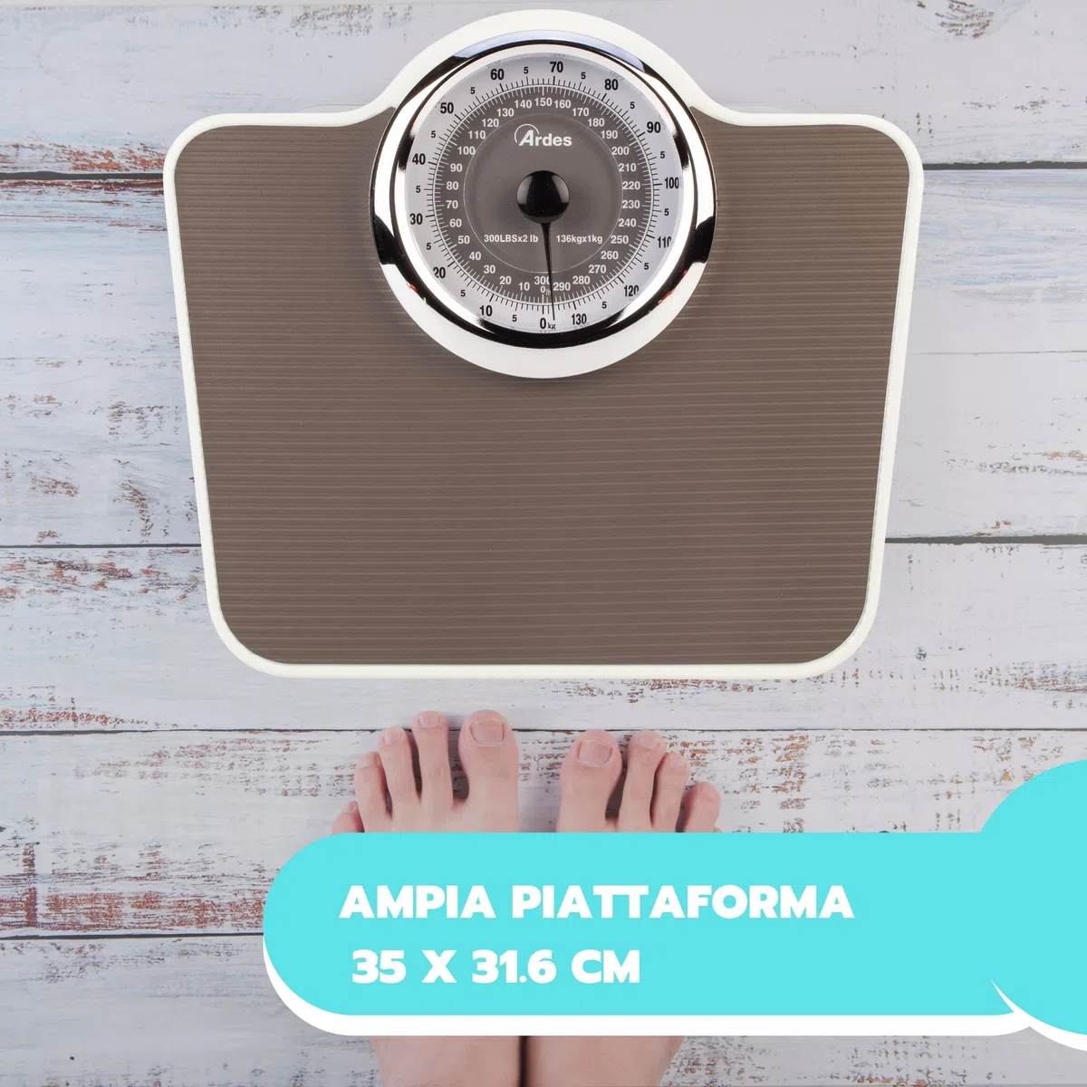 Ardes AR2PP2M Costanza Bilancia Pesapersone Meccanica Senza Batteria Vintage Style NO Pile Peso Max 136 kg