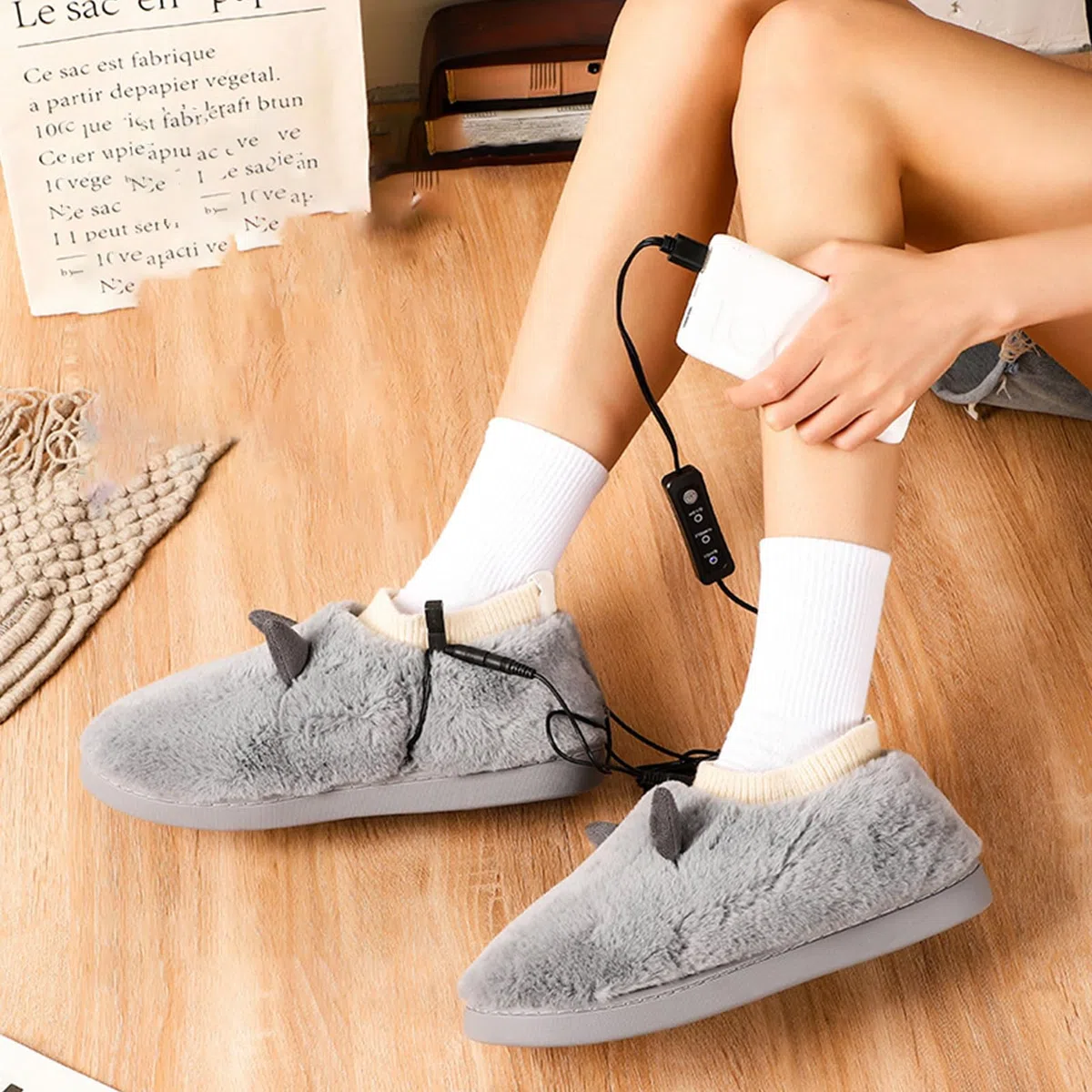 Maciun Pantofole Riscaldanti Elettriche, Scaldapiedi Elettrico Riscaldante - Scaldapiedi Elettrico, Scarpe Riscaldanti, Pantofole a Microonde, Scaldapiedi per Alleviare la Rigidità dei